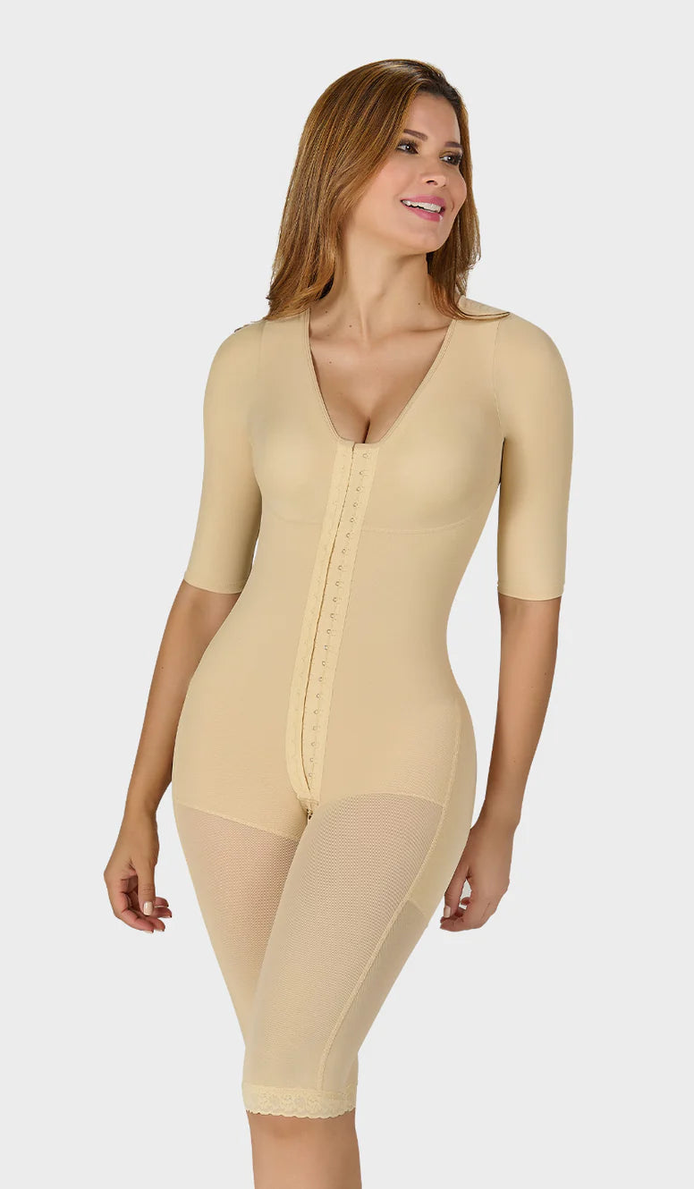 F-01271- Faja larga con brasier y mangas Línea Básica