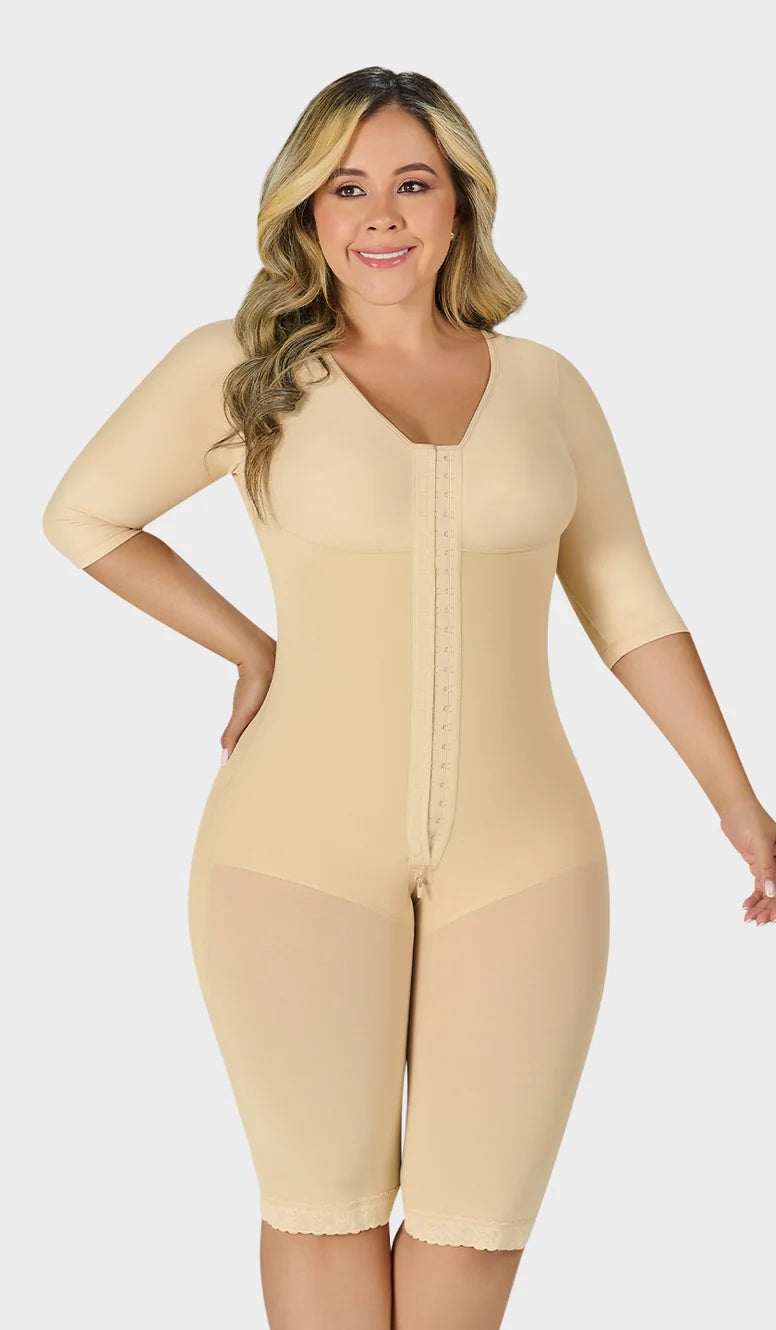 F-01271- Faja larga con brasier y mangas Línea Básica